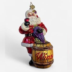 Christopher Radko Christmas Ornament Sommelier Santa Claus Wine Food Drink Glass